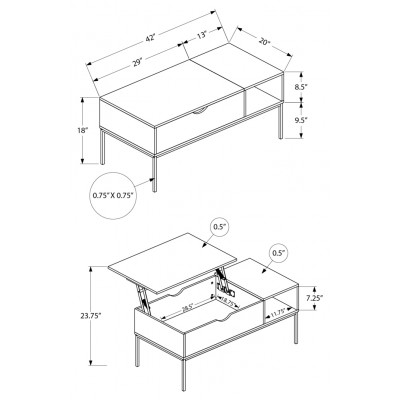 Table a café avec dessus levant I3805