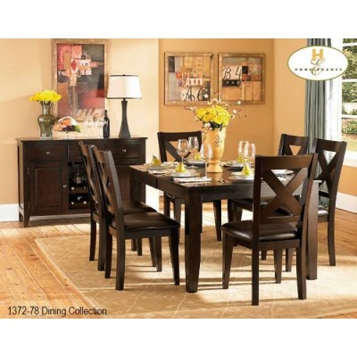 Ensemble table et six chaises Crown Point (Merlot)