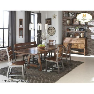 Ensemble table, quatre chaises et un banc...