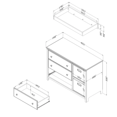 Ensemble couchette et table a langer Balka