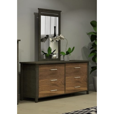 Bureau double avec miroir 9584 (Ardoise/Noyer)