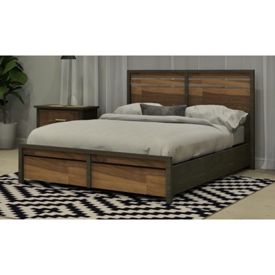 Lit double 9584 (Ardoise/Noyer)