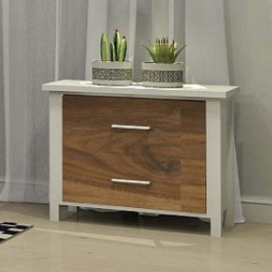 Table de chevet 9594 (Blanc/Noyer)