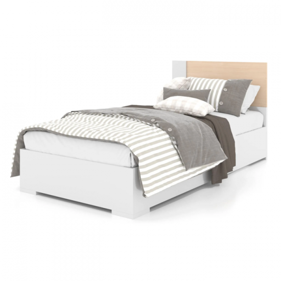 Lit simple 6498 (Blanc/Naturel)