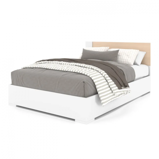 Lit double 6498 (Blanc/Naturel)