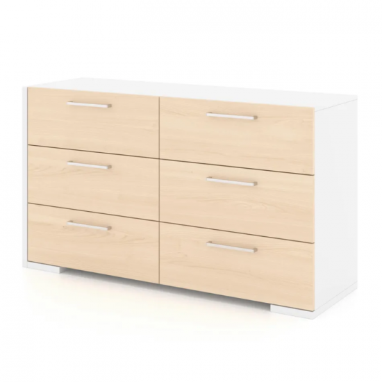 Bureau double 6498 (Blanc/Naturel)