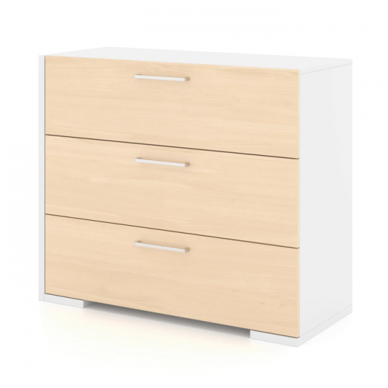 Commode 3 tiroirs 6498 (Blanc/Naturel)