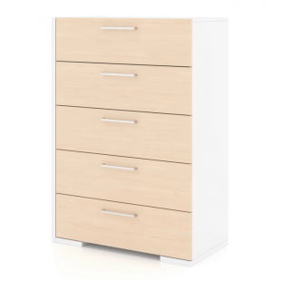 Commode 5 tiroirs 6498 (Blanc/Naturel)