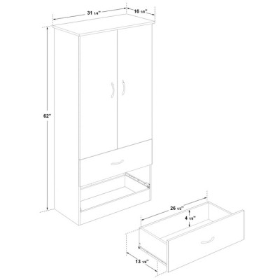 Armoire deux portes 32'' Billabong 0811.17 (Blanc)