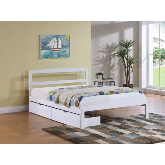 Lit double avec deux tiroirs IF-416-W (Blanc)