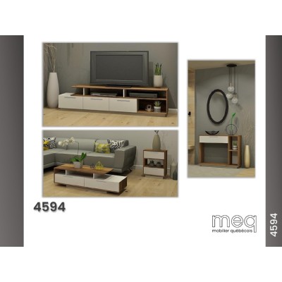 Table de bout 4594 (Blanc/Noyer)