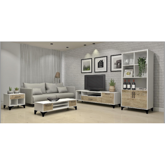 Meuble audio-video 72"L 6536 (Blanc/Chêne Vintage)