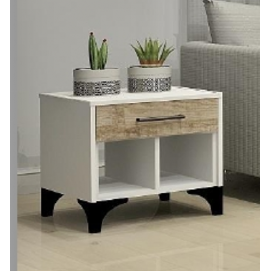Table de bout 6536 (Blanc/Chêne Vintage)