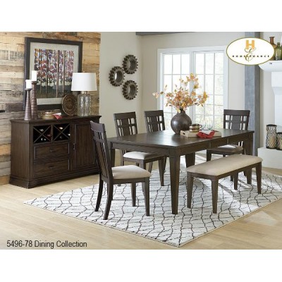 Ensemble table, quatre chaises et un banc Makah