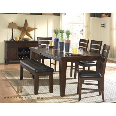 Ensemble table, quatre chaises et un banc Ameillia