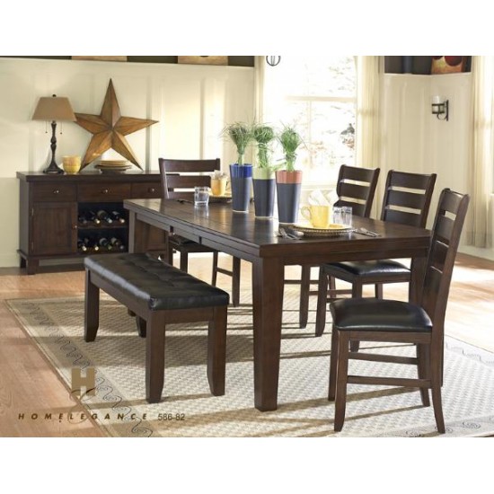 Ensemble table, quatre chaises et un banc Ameillia
