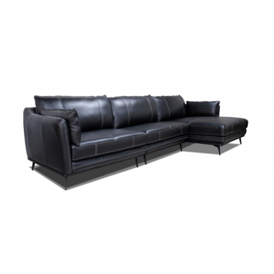 Sofa Chaise Longue droite Recife 99962BLKSS (Noir)