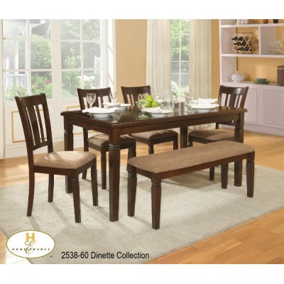 Ensemble table, quatre chaises et un banc Devlin