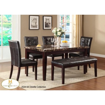 Ensemble table, quatre chaises et un banc Teague