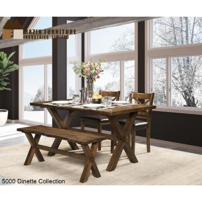 Ensemble table, deux chaises et un banc Live Edge