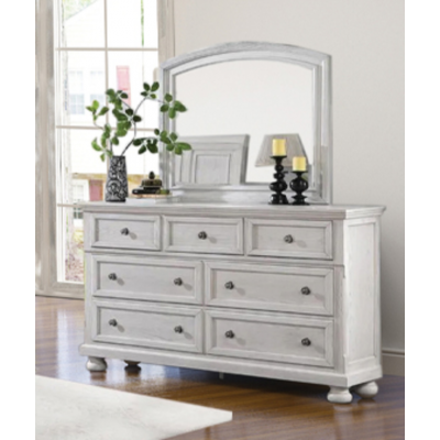Bureau double avec miroir Charley (Blanc Antique)