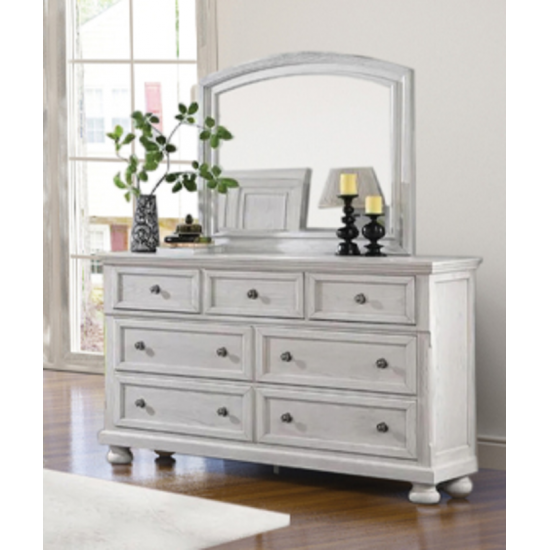 Bureau double avec miroir Charley (Blanc Antique)