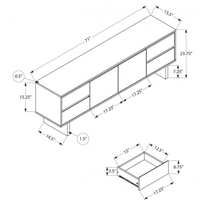 Meuble audio-video 72"L I2718