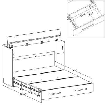 Lit Cabinet Queen Triade avec matelas (Beauté Naturelle) C60581.92.UK+MATQ1.8D 