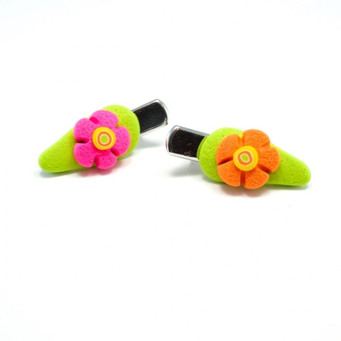 Mini-clip fleur colorée 
