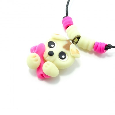 Luminescent : collier chien rose 