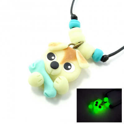 Luminescent : collier chien turquoise 