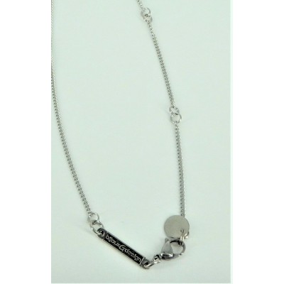 Collier pendentif TROIS ANNEAUX inox bleu