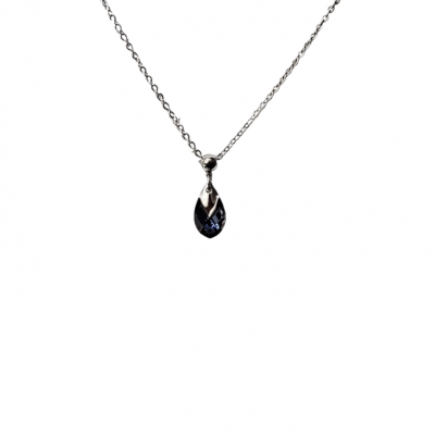 Collier court GOUTTE Crystal Swarovski en Acier Inoxydable ,BLEU MALIBU