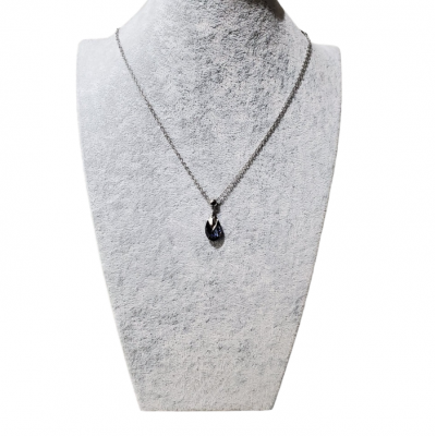 Collier court GOUTTE Crystal Swarovski en Acier Inoxydable ,BLEU MALIBU