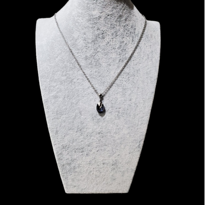 Collier court GOUTTE Crystal Swarovski en Acier Inoxydable ,BLEU MALIBU