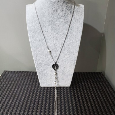 Collier AILES D'ANGE et perle Swarovski blanche