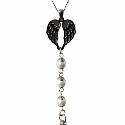 Collier AILES D'ANGE et perle Swarovski blanche