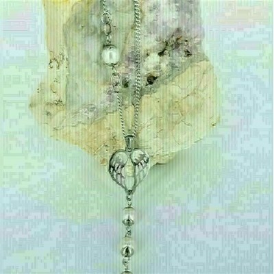 Collier AILES D'ANGE et perle Swarovski blanche