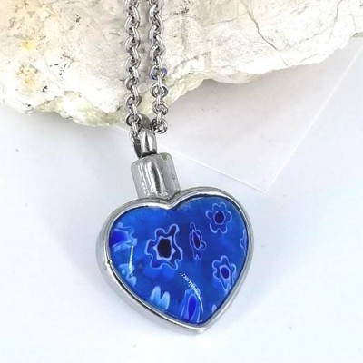 Collier URNE-CENDRE Coeur BLEU