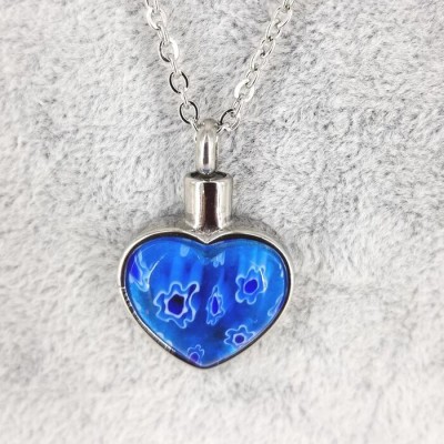 Collier URNE-CENDRE Coeur BLEU