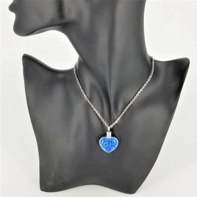 Collier URNE-CENDRE Coeur BLEU