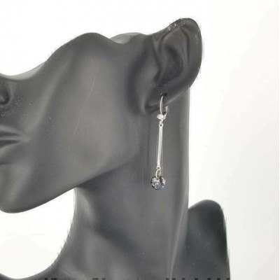 Boucles d'oreilles Dormeuses, Tige en Acier inoxydable et Swarovski 8 mm Charcoal