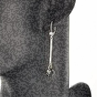 Boucles d'oreilles Dormeuses, Tige en Acier inoxydable et Swarovski 8 mm Charcoal