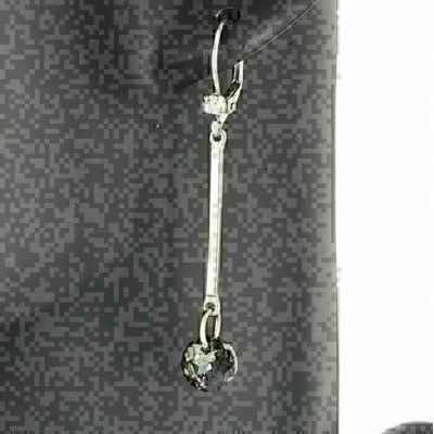 Boucles d'oreilles Dormeuses, Tige en Acier inoxydable et Swarovski 8 mm Charcoal