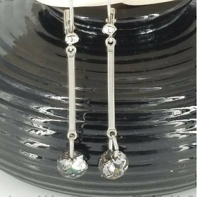 Boucles d'oreilles Dormeuses, Tige en Acier inoxydable et Swarovski 8 mm Charcoal