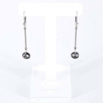 Boucles d'oreilles Dormeuses, Tige en Acier inoxydable et Swarovski 8 mm Charcoal