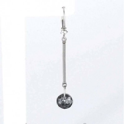 Boucles d'oreilles Dormeuses, Tige en Acier inoxydable et Swarovski 8 mm Charcoal