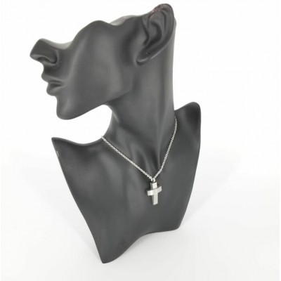 Collier URNE-CENDRE Croix brossé