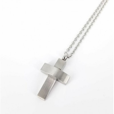 Collier URNE-CENDRE Croix brossé