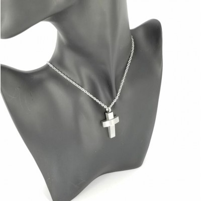 Collier URNE-CENDRE Croix brossé